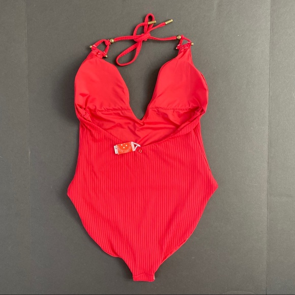 Red Carter Plunge Maillot One-Piece Halter XL/12 - Picture 5 of 9